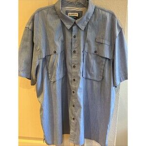 Magellan 2XL Fish Gear Relaxed Fit Short Sleeve Vent Fishing Shirt Lt Blue Check